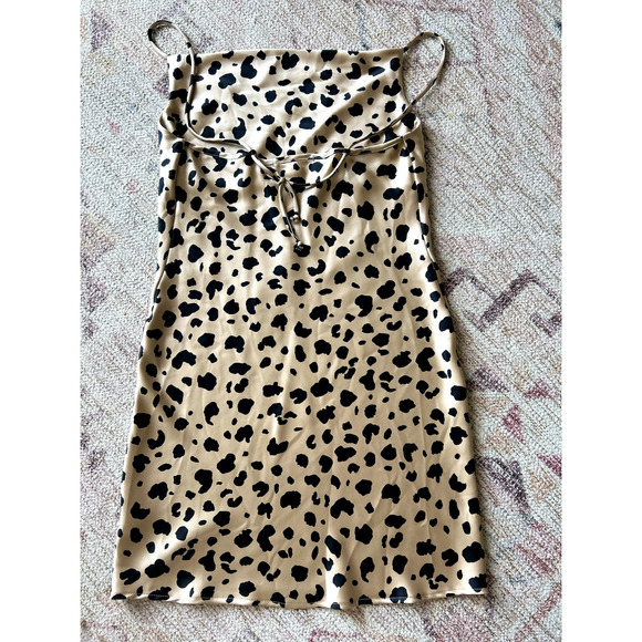 Renee C. leopard spaghetti strap cami slip dress size small - Picture 2 of 8